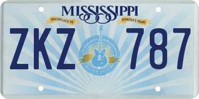 MS license plate ZKZ787