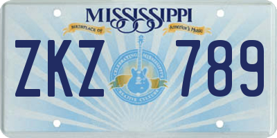 MS license plate ZKZ789