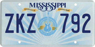 MS license plate ZKZ792
