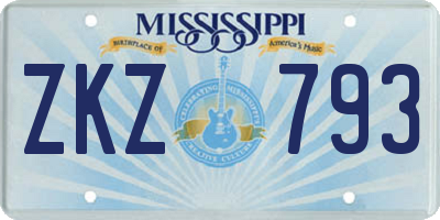 MS license plate ZKZ793