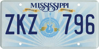 MS license plate ZKZ796