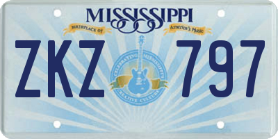 MS license plate ZKZ797