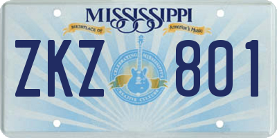 MS license plate ZKZ801