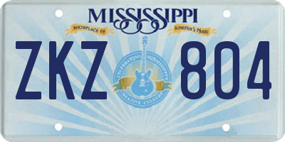 MS license plate ZKZ804