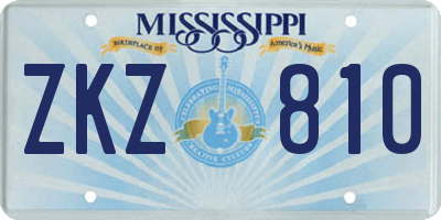 MS license plate ZKZ810
