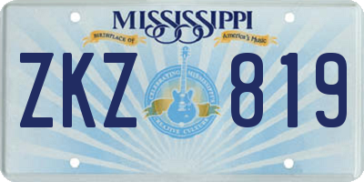 MS license plate ZKZ819