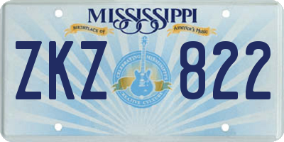 MS license plate ZKZ822