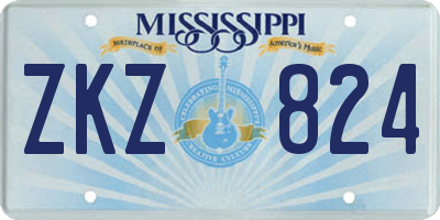 MS license plate ZKZ824