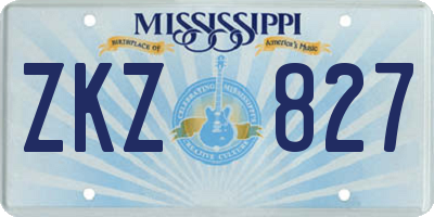 MS license plate ZKZ827
