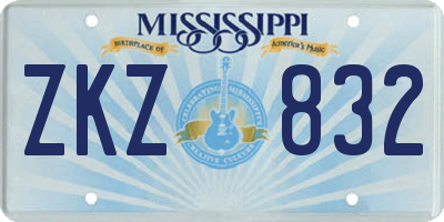 MS license plate ZKZ832