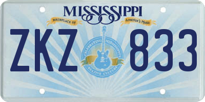 MS license plate ZKZ833