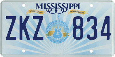 MS license plate ZKZ834