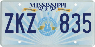 MS license plate ZKZ835
