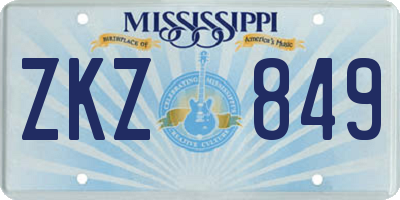 MS license plate ZKZ849