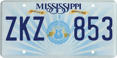 MS license plate ZKZ853