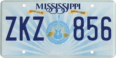 MS license plate ZKZ856