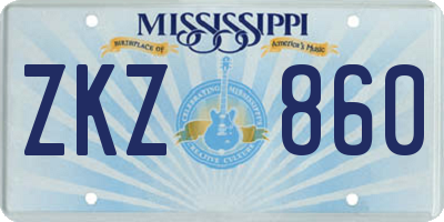 MS license plate ZKZ860