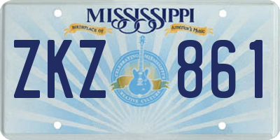 MS license plate ZKZ861