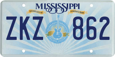 MS license plate ZKZ862