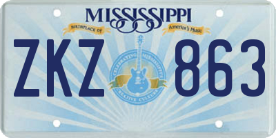 MS license plate ZKZ863