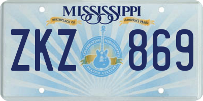 MS license plate ZKZ869