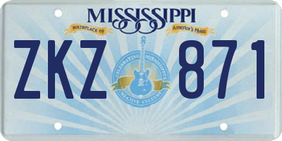 MS license plate ZKZ871