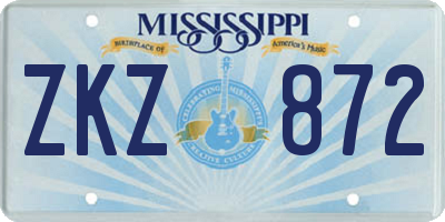 MS license plate ZKZ872