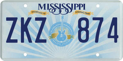 MS license plate ZKZ874
