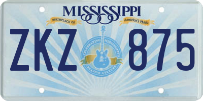 MS license plate ZKZ875