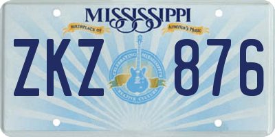 MS license plate ZKZ876