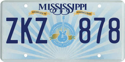MS license plate ZKZ878