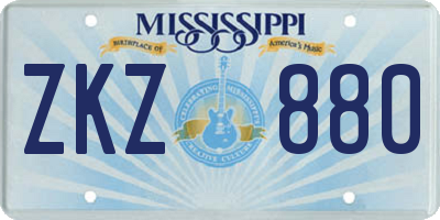 MS license plate ZKZ880