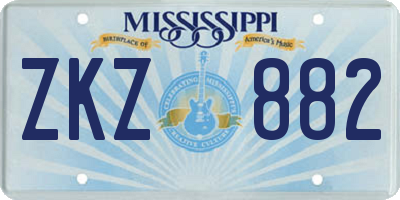 MS license plate ZKZ882