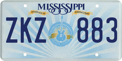 MS license plate ZKZ883