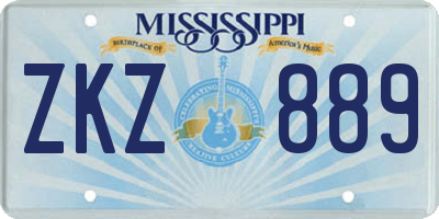 MS license plate ZKZ889