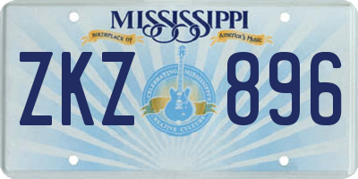 MS license plate ZKZ896