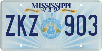 MS license plate ZKZ903