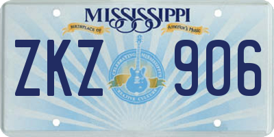 MS license plate ZKZ906