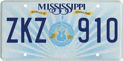 MS license plate ZKZ910