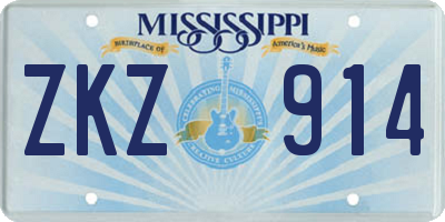 MS license plate ZKZ914