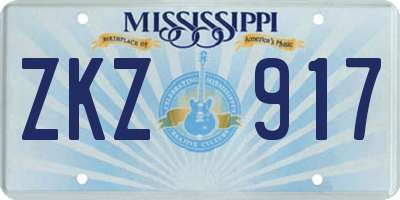 MS license plate ZKZ917