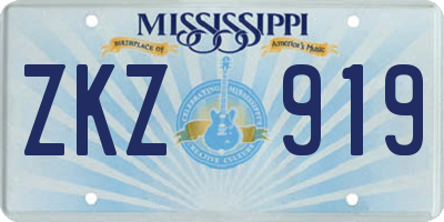 MS license plate ZKZ919