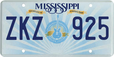 MS license plate ZKZ925