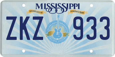 MS license plate ZKZ933
