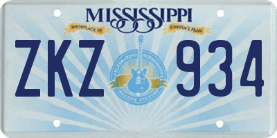 MS license plate ZKZ934
