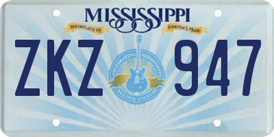 MS license plate ZKZ947