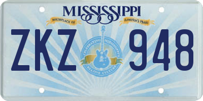 MS license plate ZKZ948