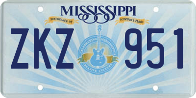 MS license plate ZKZ951