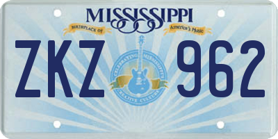 MS license plate ZKZ962