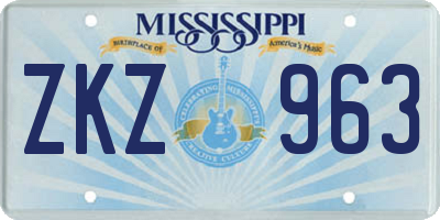 MS license plate ZKZ963